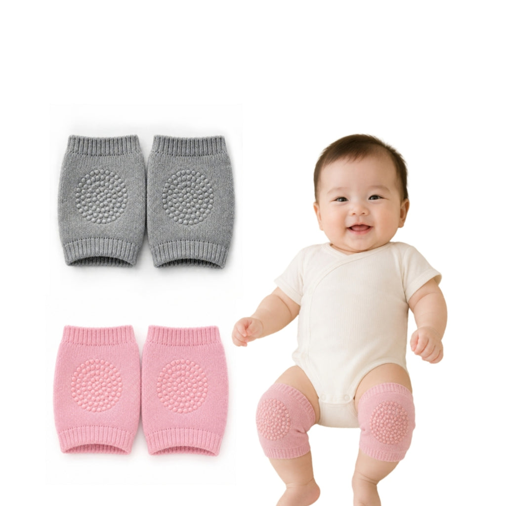 Baby Crawling Knee Pads Anti-Slip, Soft Cotton Elastic Knee Protectors for Infant Toddler Boys Girls 6-24 Months, 2 Pairs