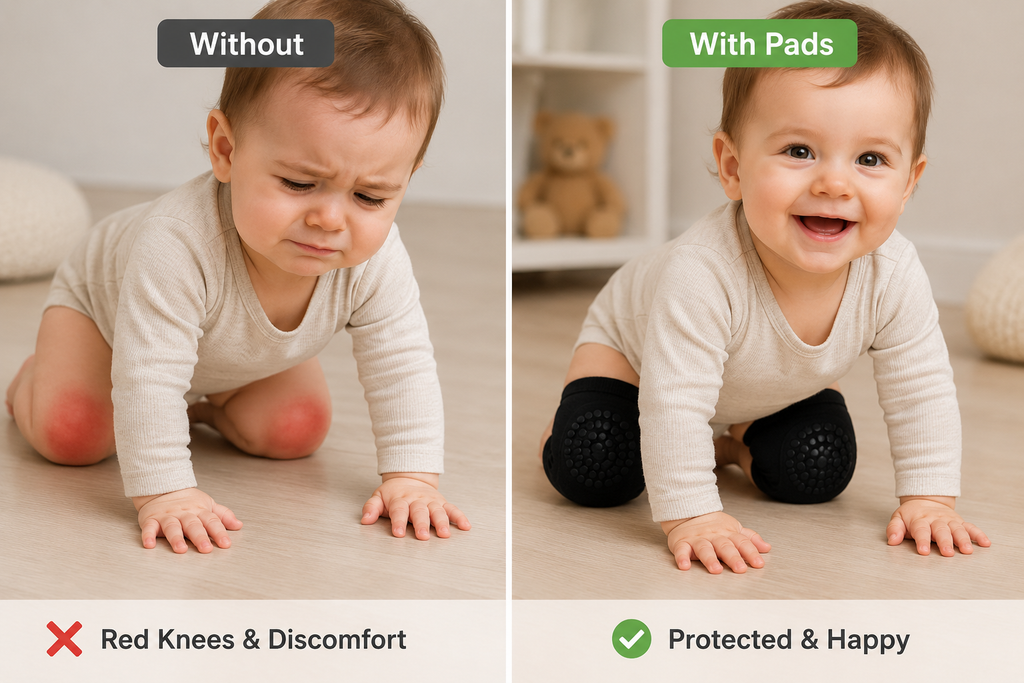 Baby Crawling Knee Pads Anti-Slip, Soft Cotton Elastic Knee Protectors for Infant Toddler Boys Girls 6-24 Months, 2 Pairs