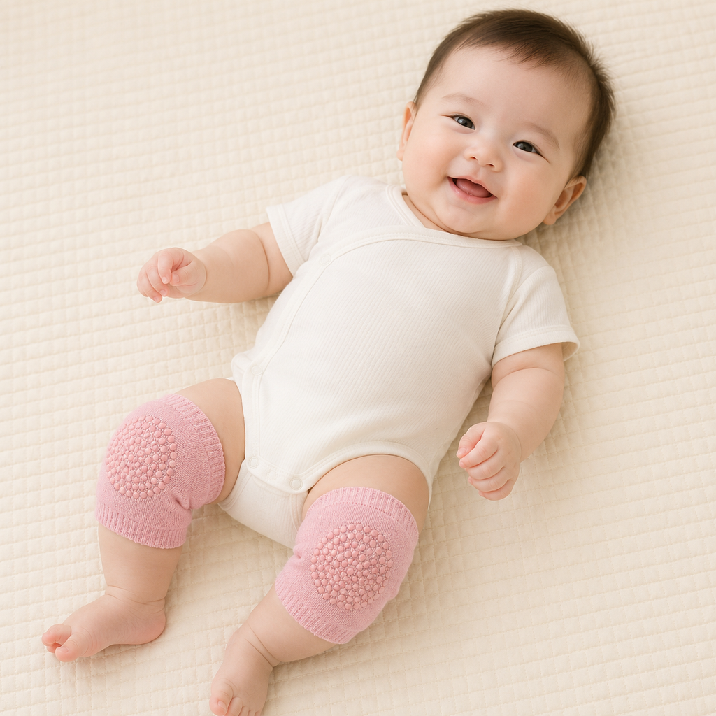Baby Crawling Knee Pads Anti-Slip, Soft Cotton Elastic Knee Protectors for Infant Toddler Boys Girls 6-24 Months, 2 Pairs